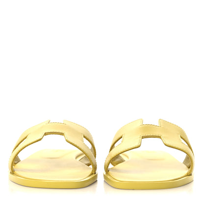 Hermes Box Calfskin Oran Sandals 36.5 Jaune Citron 3 of 9