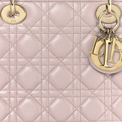 Christian Dior Pearly Lambskin Cannage Medium Lady Dior Lotus 7 of 11