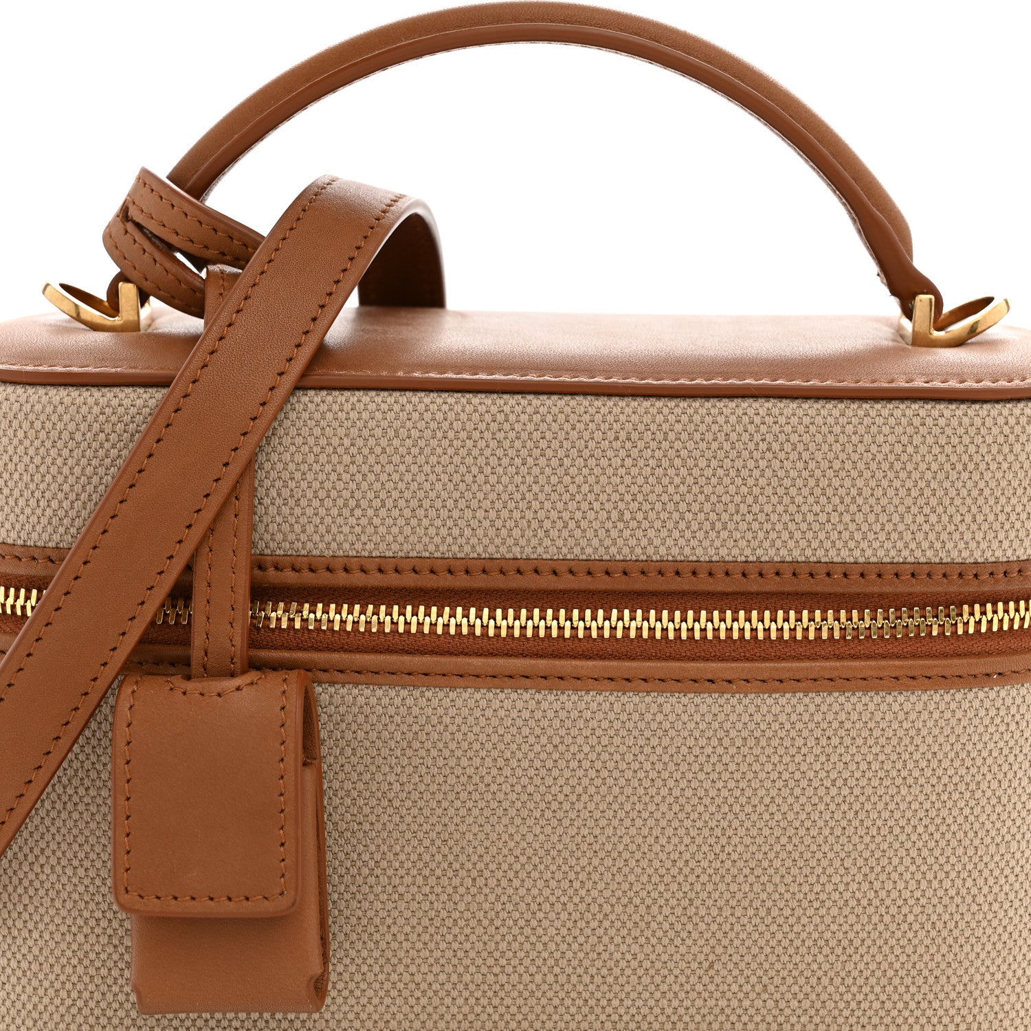 Saint Laurent Canvas Calfskin Mini Gaby Vanity Case  Desert Dust Brick 8 of 10