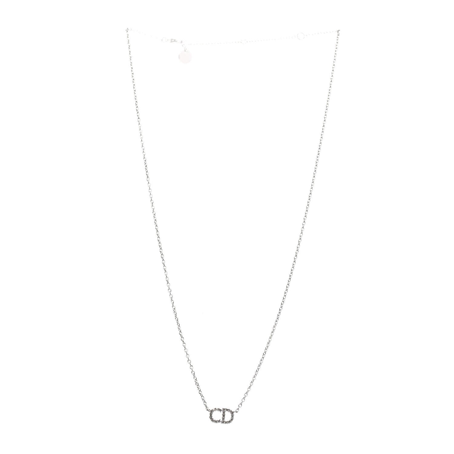 Christian Dior Metal Crystal Clair D Lune Necklace Silver 2 of 4
