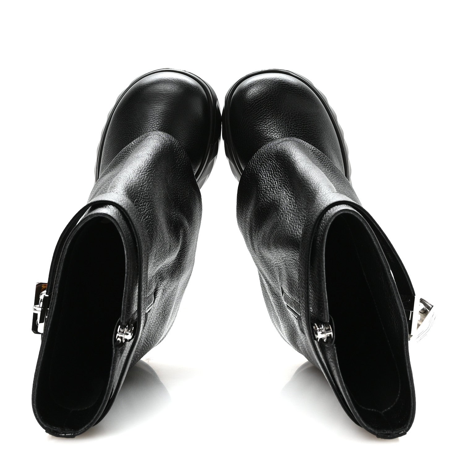Givenchy Grained Calfskin Shark Lock Biker Ankle Boots 39 Black 2 of 8