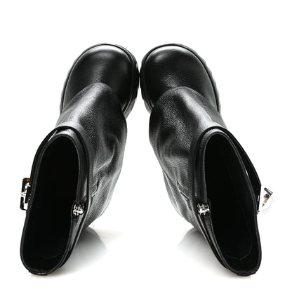 Givenchy Grained Calfskin Shark Lock Biker Ankle Boots 39 Black 2 of 8