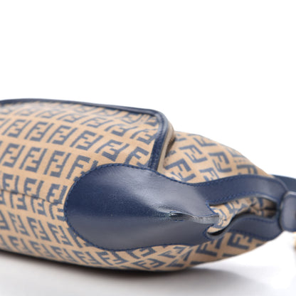 Fendi ENDI Zucchino Vitello Small Chef Pocket Shoulder Bag Beige Azzurro Blue 7 of 10