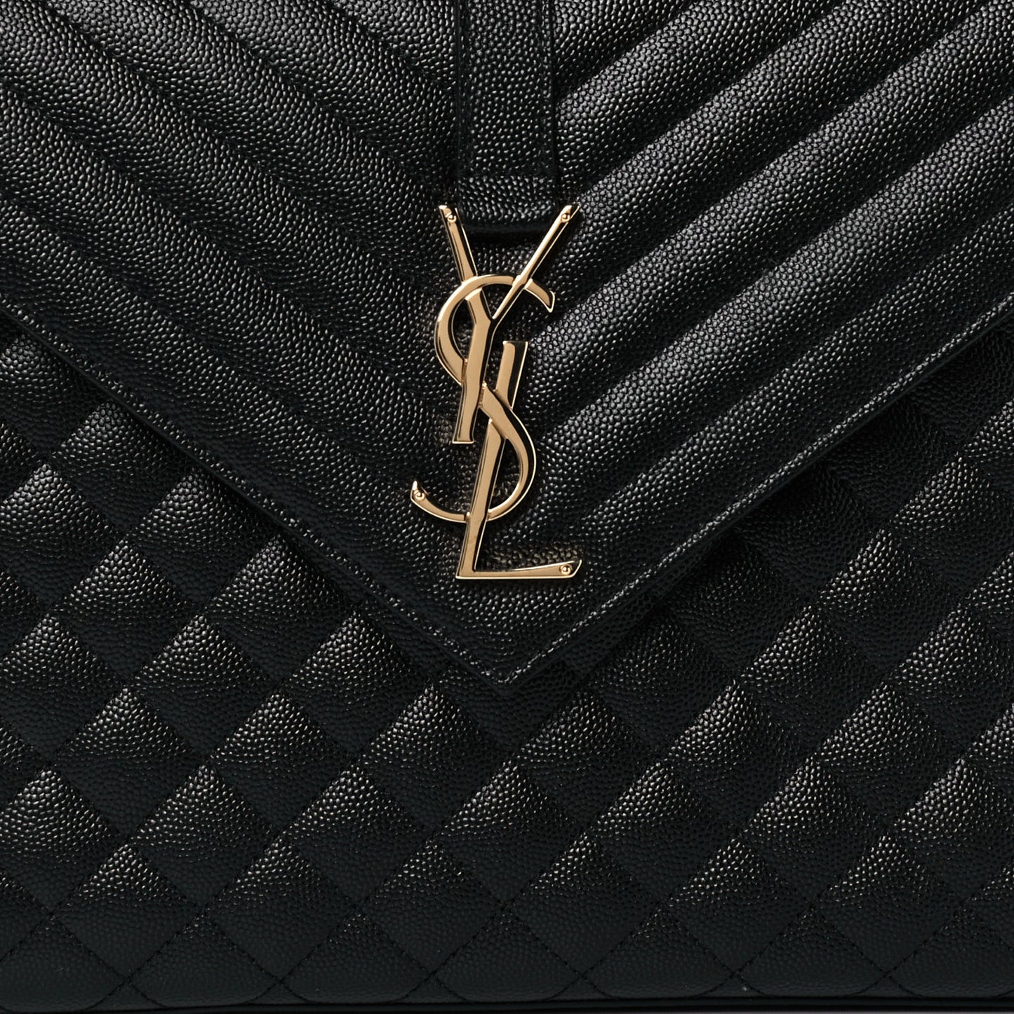 Grain De Poudre Textured Mixed Matelasse Large Triquilt Monogram Satchel Black