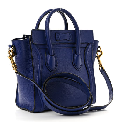 Celine Drummed Calfskin Nano Luggage Indigo 3 of 10