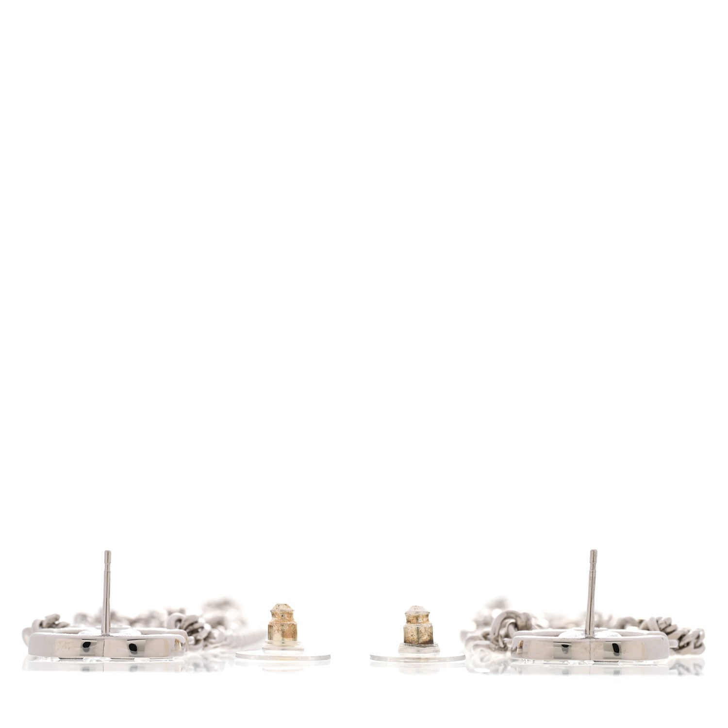 Chanel Crystal Baguette CC Chain Drop Earrings Silver 3 of 4