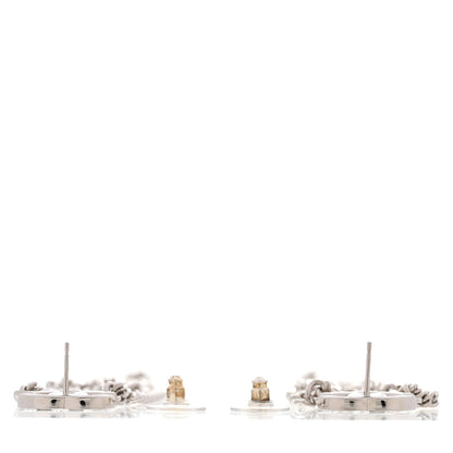 Chanel Crystal Baguette CC Chain Drop Earrings Silver 3 of 4