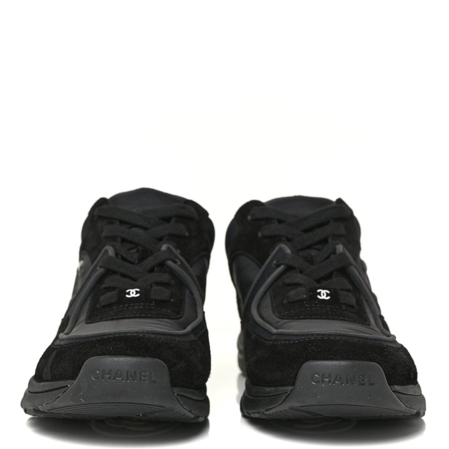 Nylon Calfskin Suede Calfskin CC Sneakers 39.5 Black