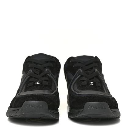 Chanel Nylon Calfskin Suede Calfskin CC Sneakers 39.5 Black 2 of 14