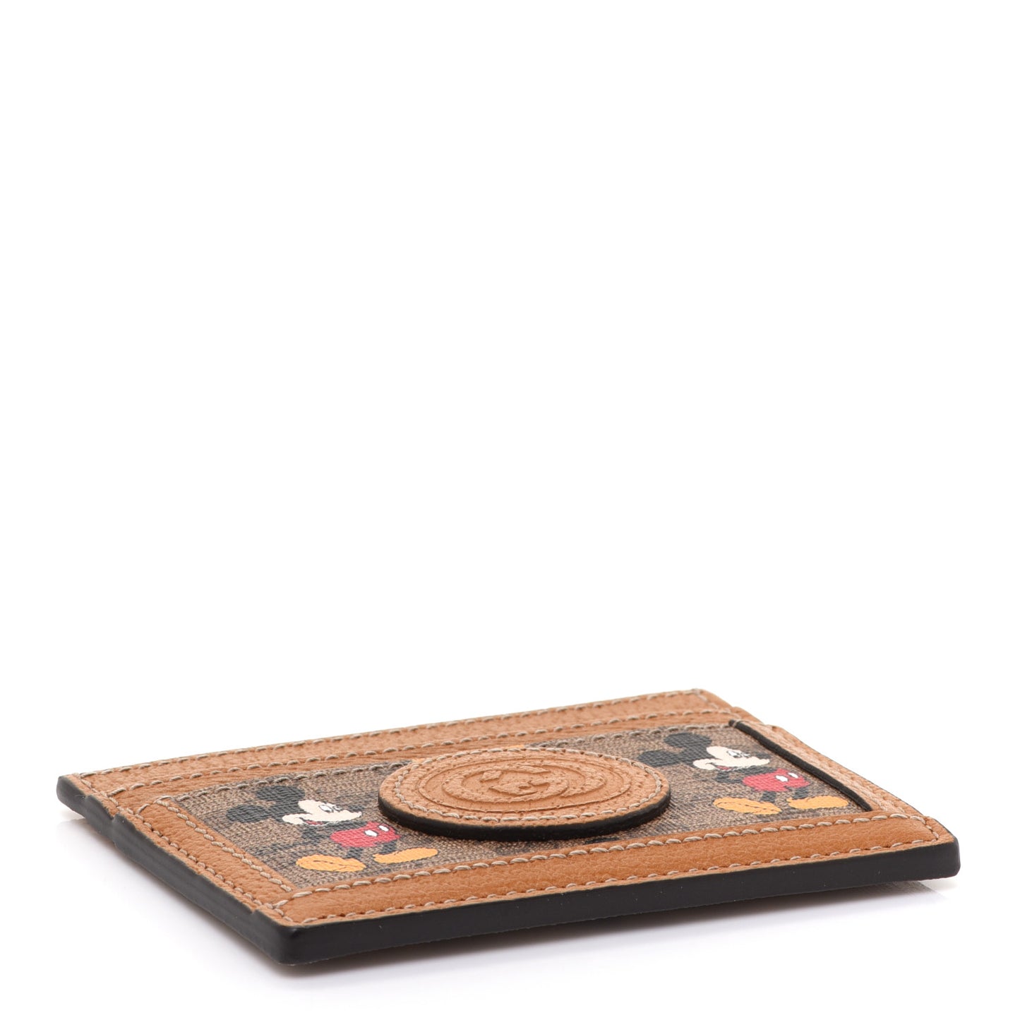 X DISNEY Mini Vintage GG Supreme Monogram Mickey Mouse Card Holder Beige Vintage Sun Oil