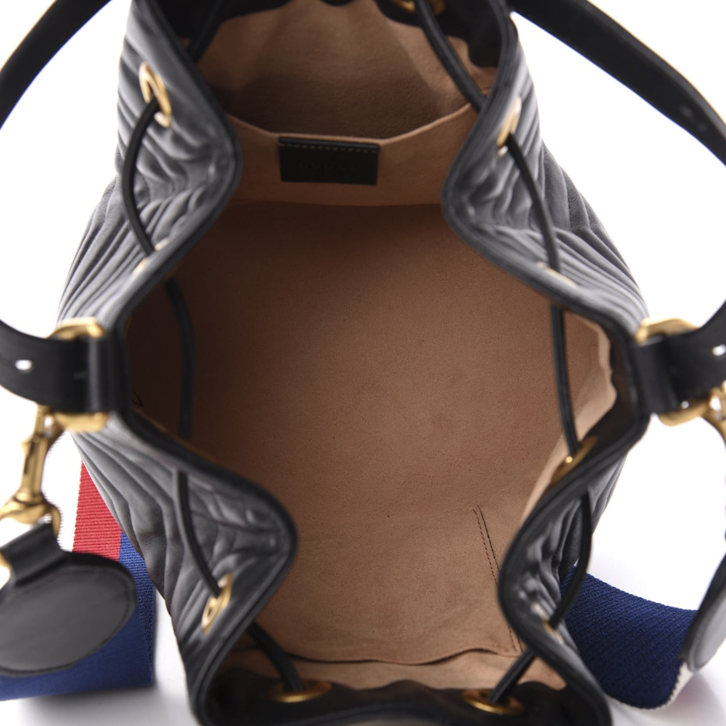 Calfskin Matelasse Sylvie Web GG Marmont Bucket Bag Black