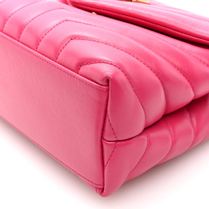 Saint Laurent Calfskin Y Quilted Monogram Small Loulou Chain Satchel Fresh Fuchsia 8 of 9
