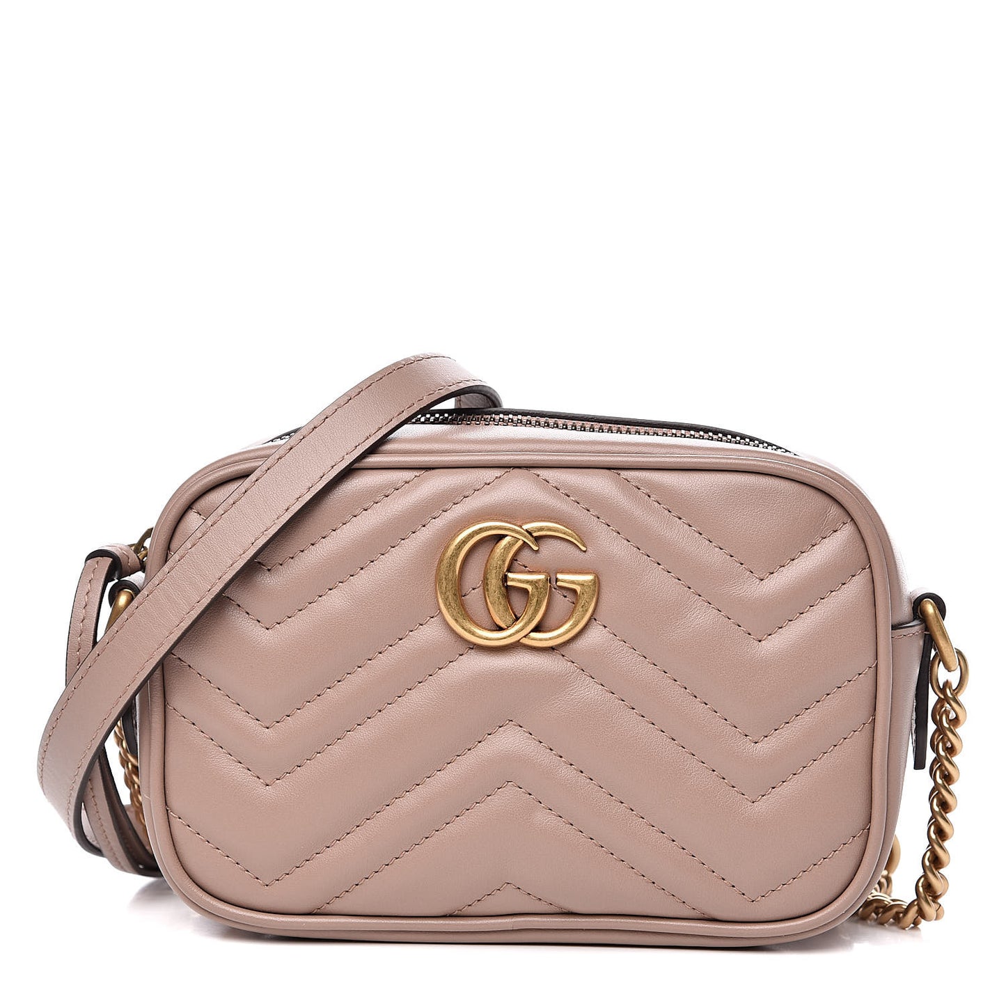 Calfskin Matelasse Mini GG Marmont Chain Shoulder Bag Porcelain Rose