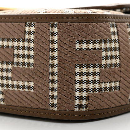 Fendi Wool Vitello King Houndstooth FF Embroidered Baguette Beige Moro 10 of 11