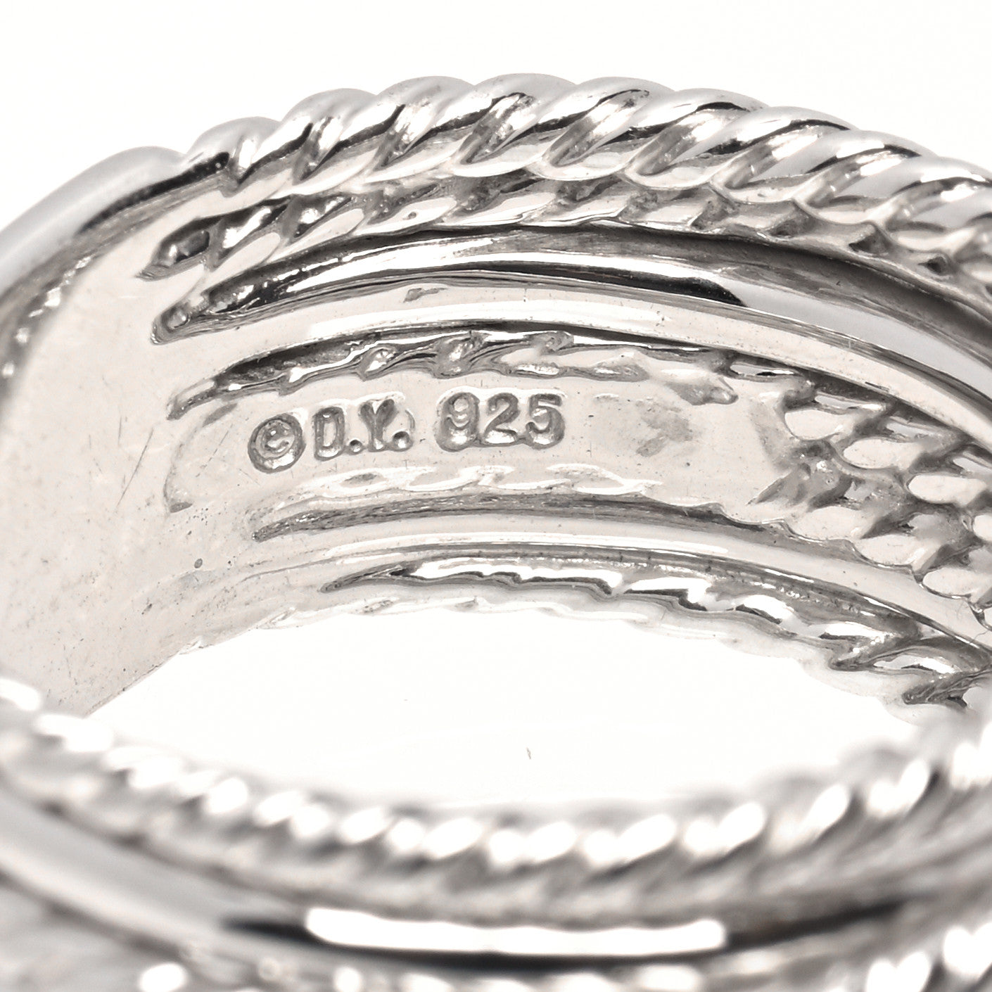 Sterling Silver Diamond 11mm Wide Crossover Cable Ring 54 7