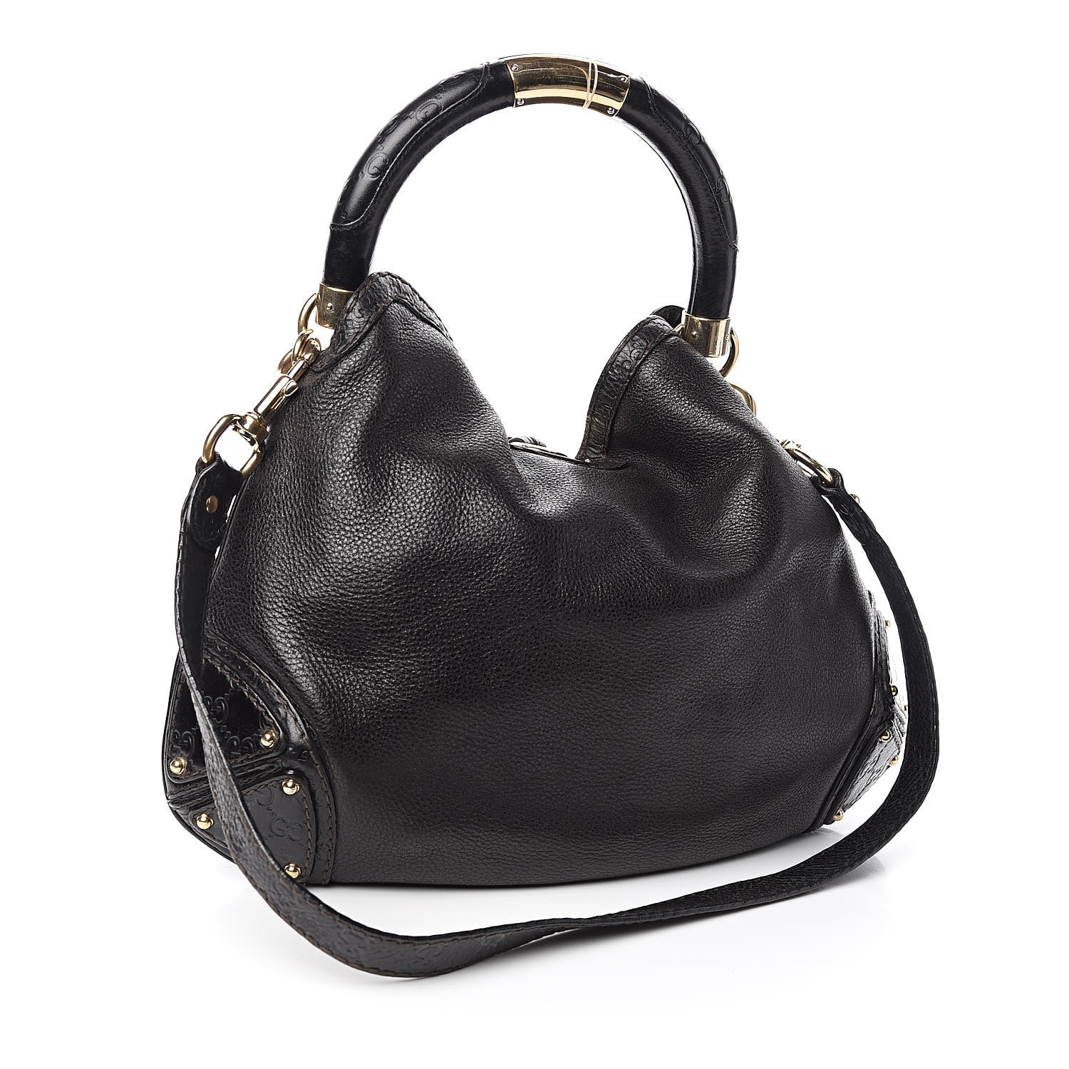 Gucci Calfskin Medium Indy Top Handle Hobo Black 3 of 10