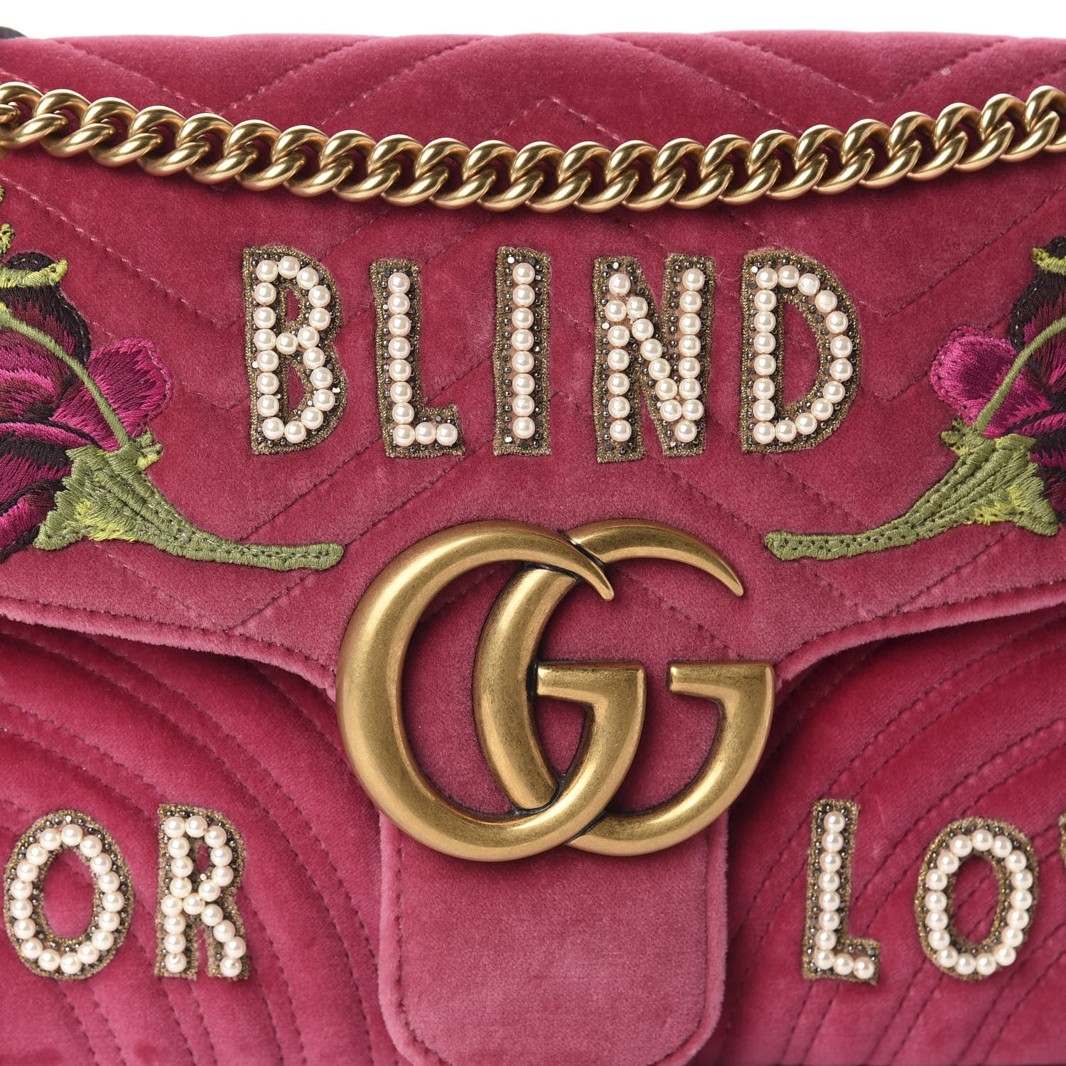 Gucci Velvet Matelasse Blind for Love Embroidered Medium GG Marmont Shoulder Bag Light Raspberry Rose Multicolor 10 of 10