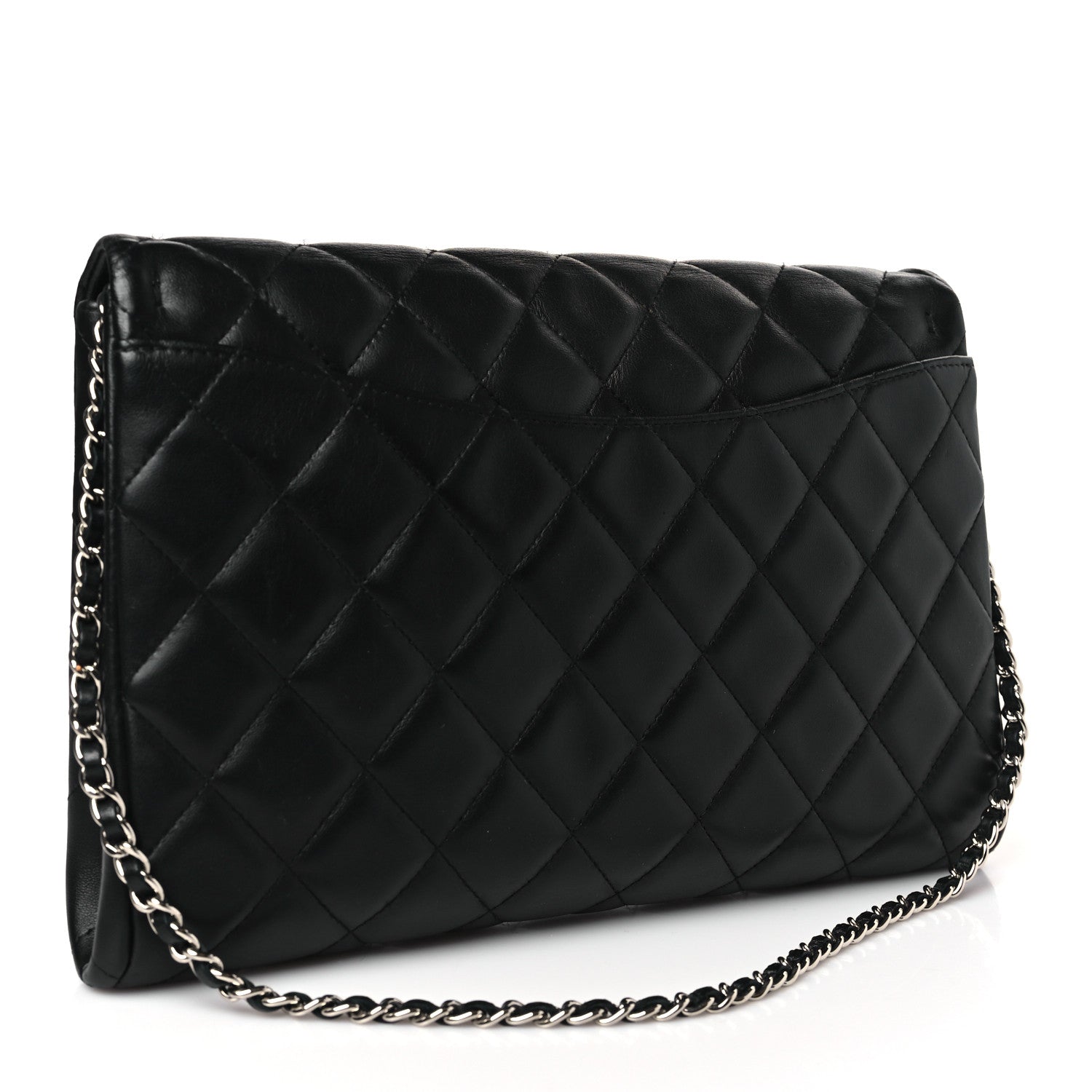 Chanel Lambskin Quilted Clutch With Chain Flap Black 3 of 9