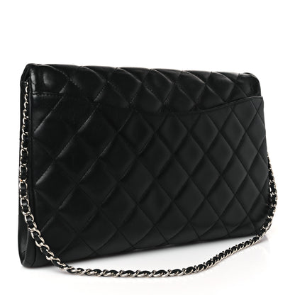 Chanel Lambskin Quilted Clutch With Chain Flap Black 3 of 9