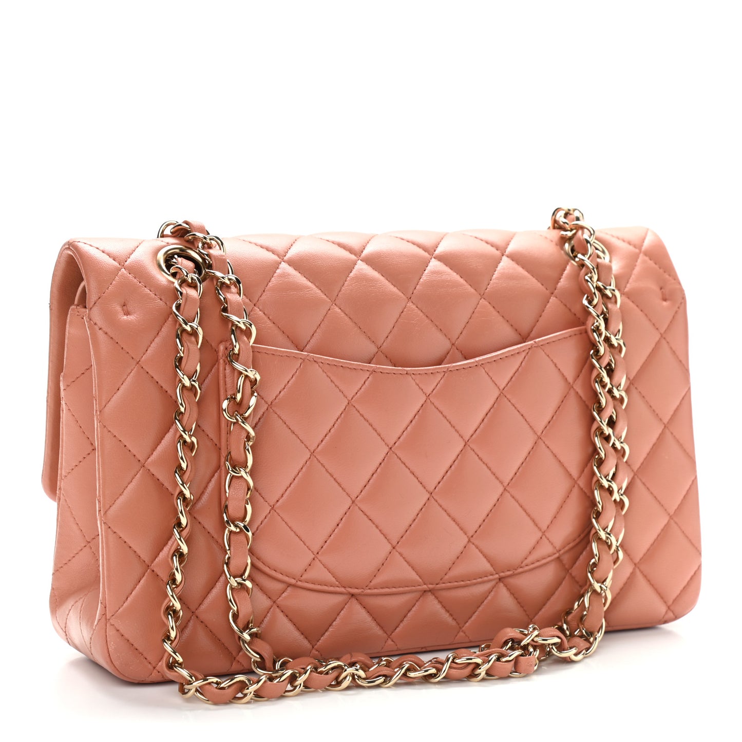 Lambskin Quilted Medium Double Flap Coral