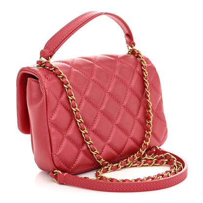 Chanel Metallic Calfskin Quilted Top Handle Flap Dark Pink 3 of 11