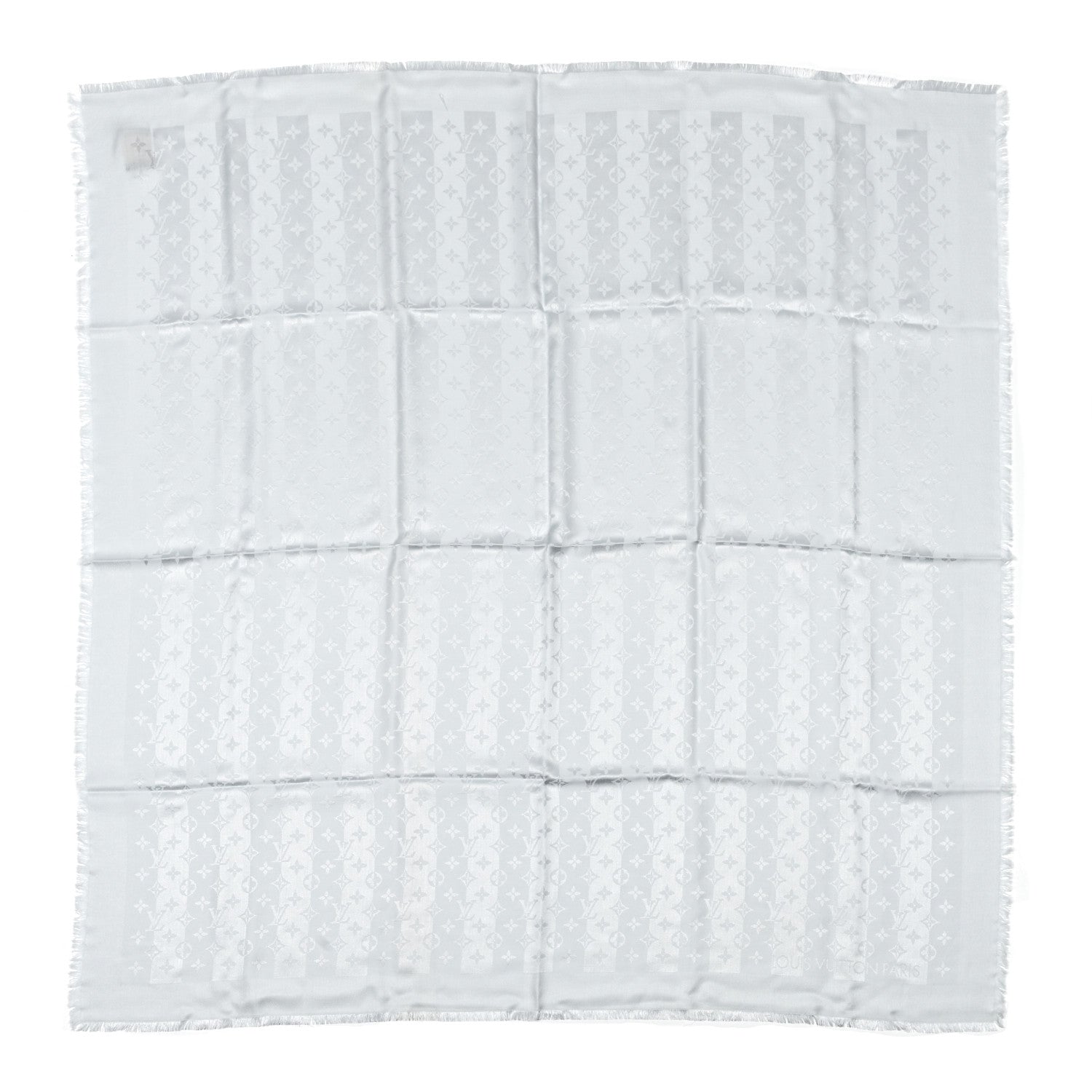 Louis Vuitton Silk Wool Monogram Rayures Shawl Light Grey 1 of 3