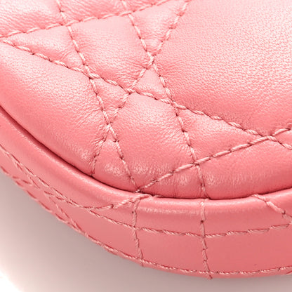 Christian Dior Lambskin Mini Cannage Round Caro Crossbody Pouch Peach Blossom Pink 7 of 8