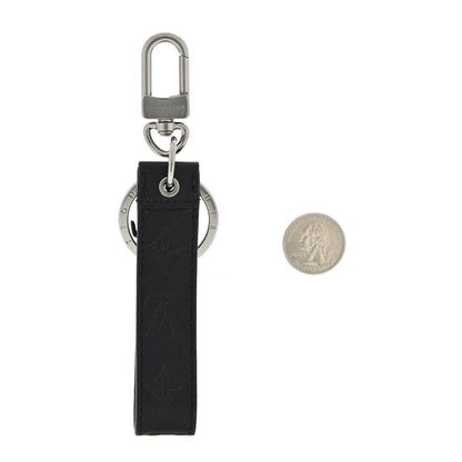 Louis Vuitton Calfskin LV Shape Dragonne Bag Charm Key Holder Black 2 of 3