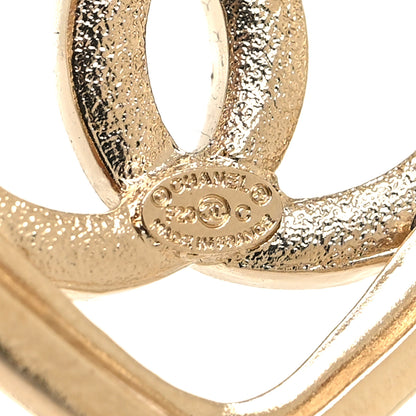 Chanel Metal Crystal CC Logo Heart Brooch Gold 3 of 4