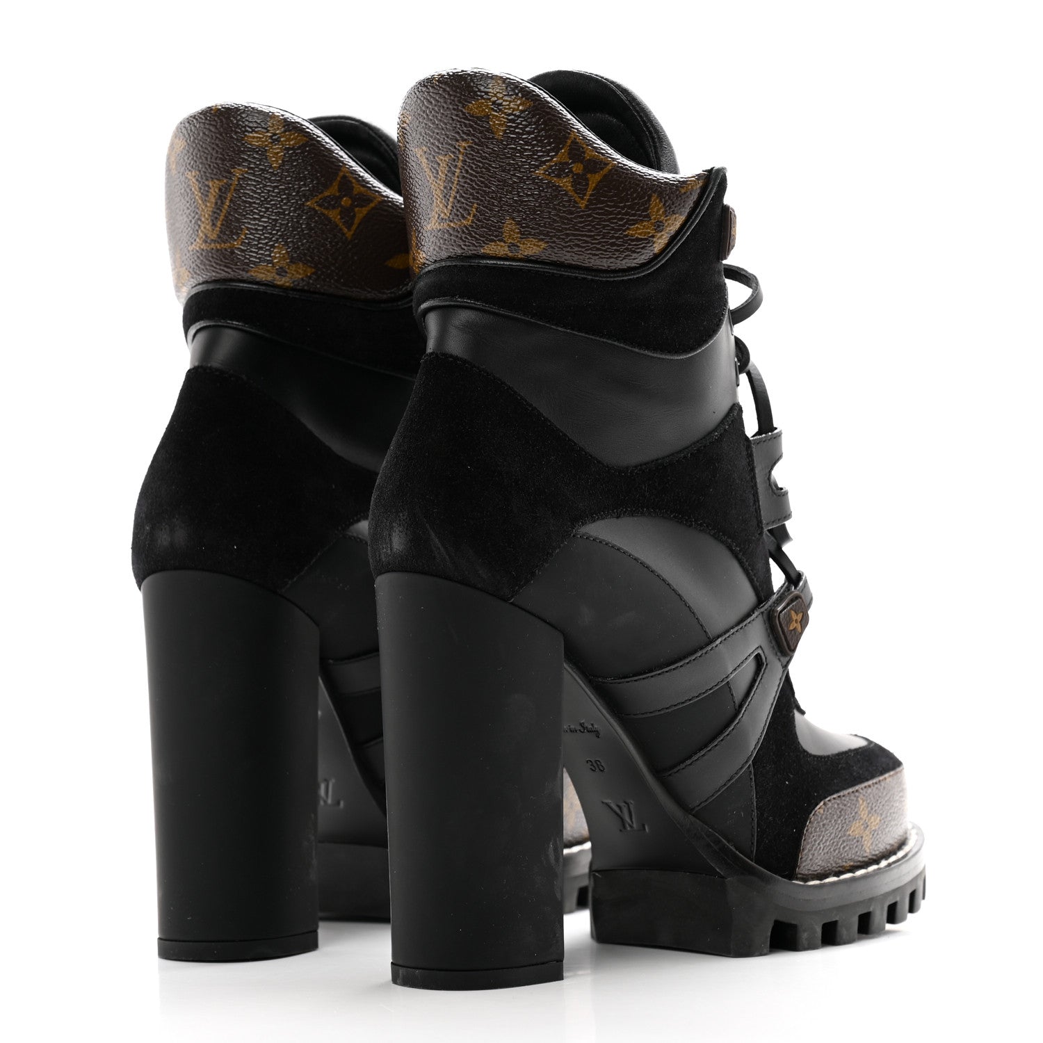 Louis Vuitton Suede Calfskin Monogram Star Trail Ankle Boots 38 Black 4 of 10