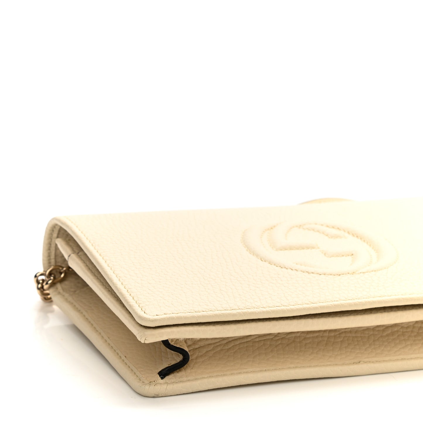 Pebbled Calfskin Soho Wallet on Chain Ivoire