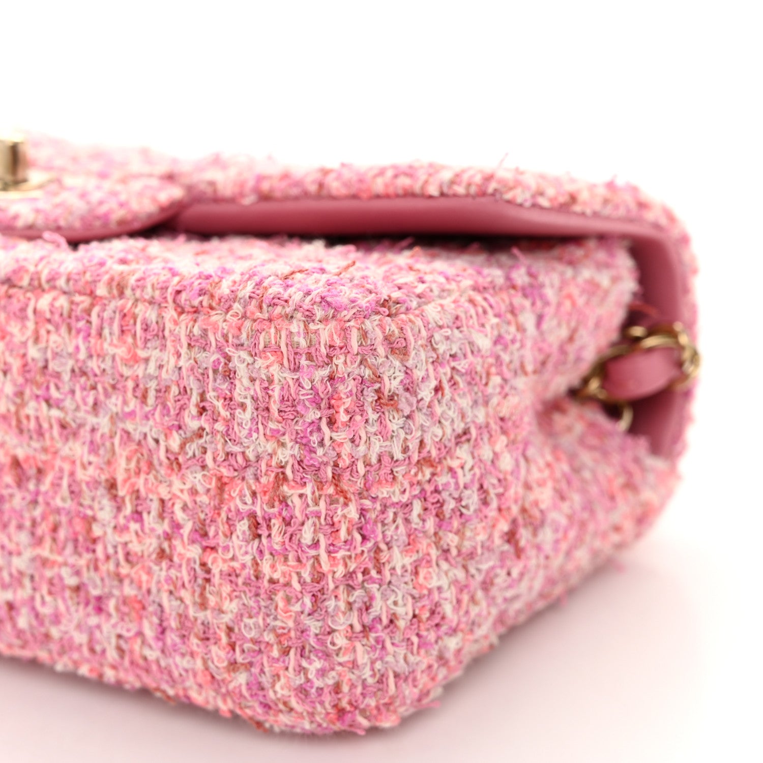 Chanel Tweed Quilted Mini Rectangular Flap Pink 10 of 11