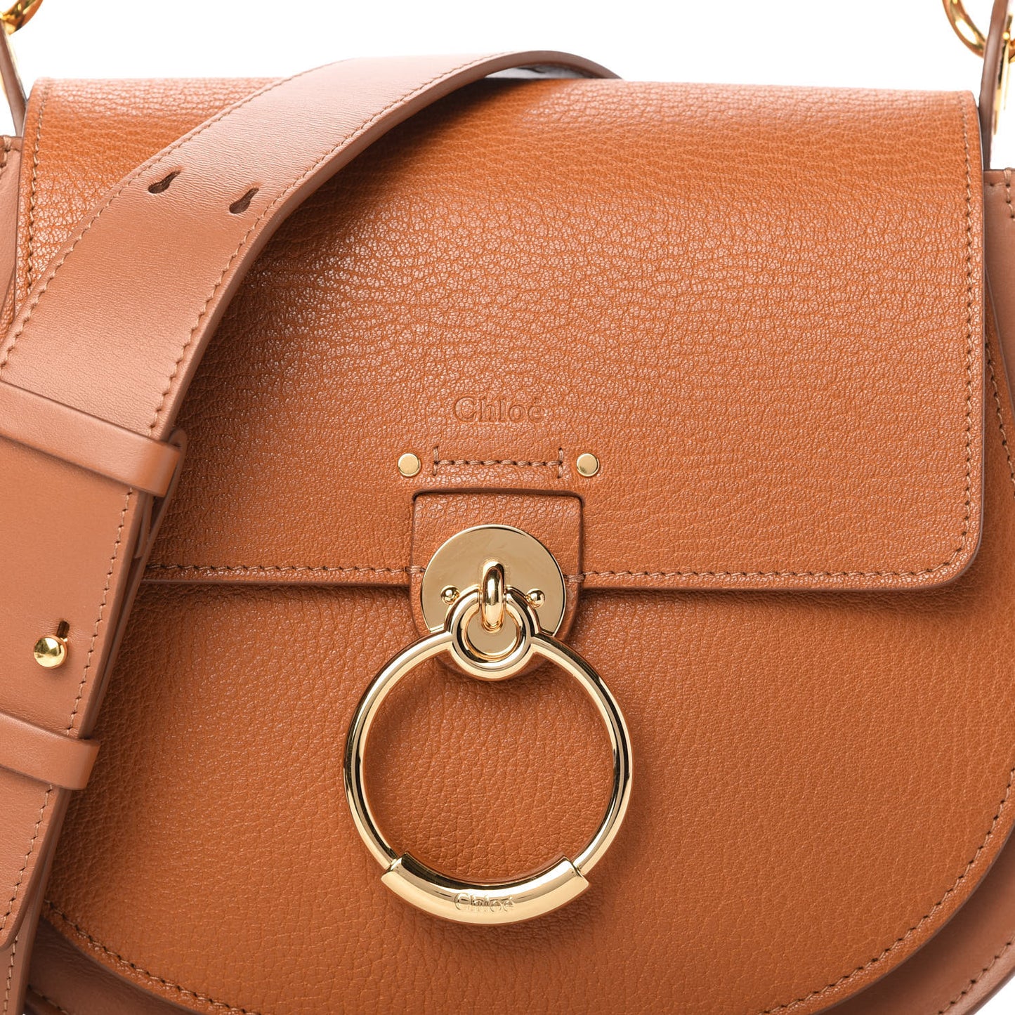 Grained Calfskin Large Tess Bag Caramel