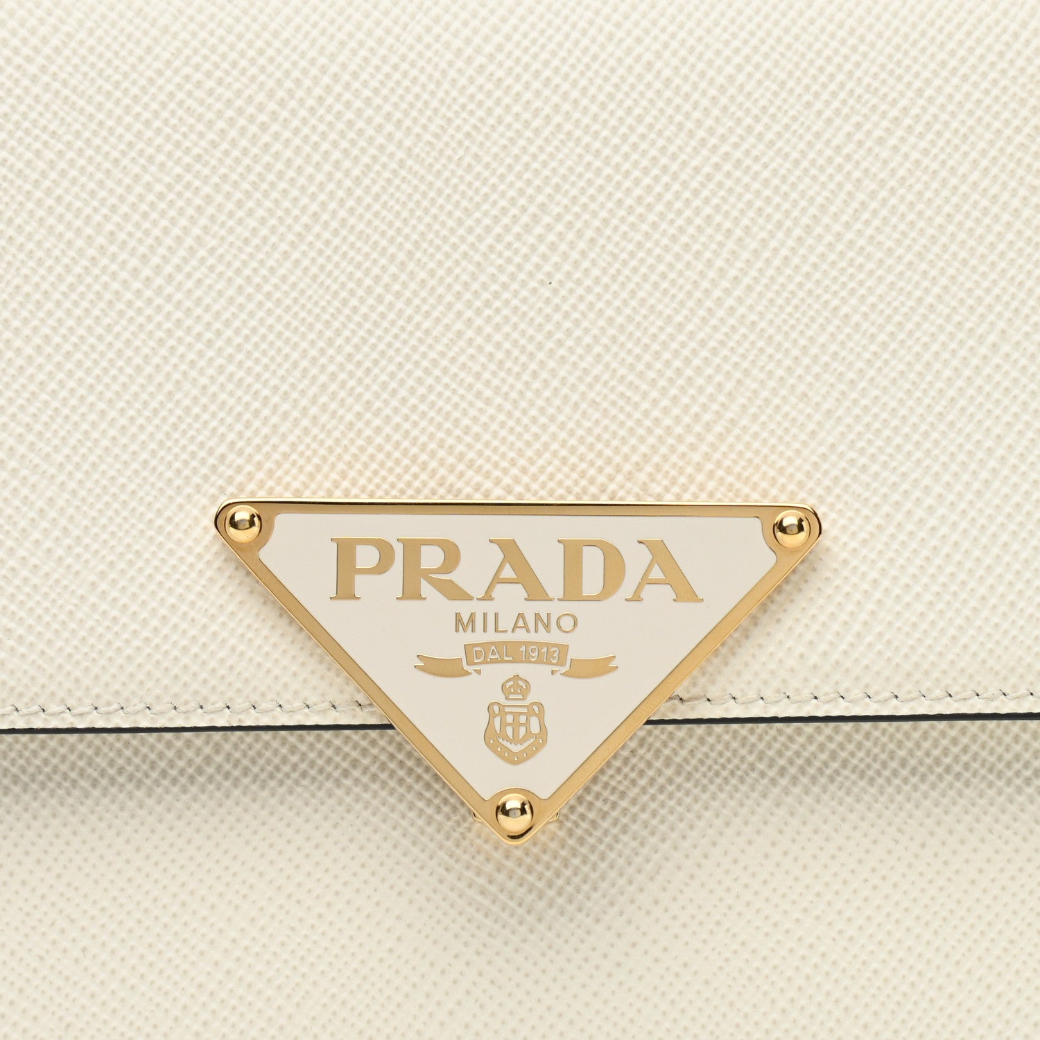 Prada Saffiano Cuir Triangle Embleme Flap Shoulder Bag White 7 of 7