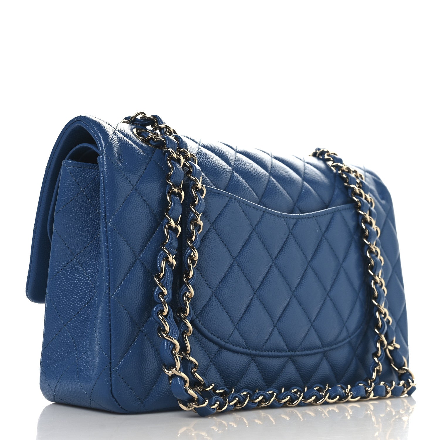 Chanel Caviar Quilted Medium Double Flap Blue 3 of 13