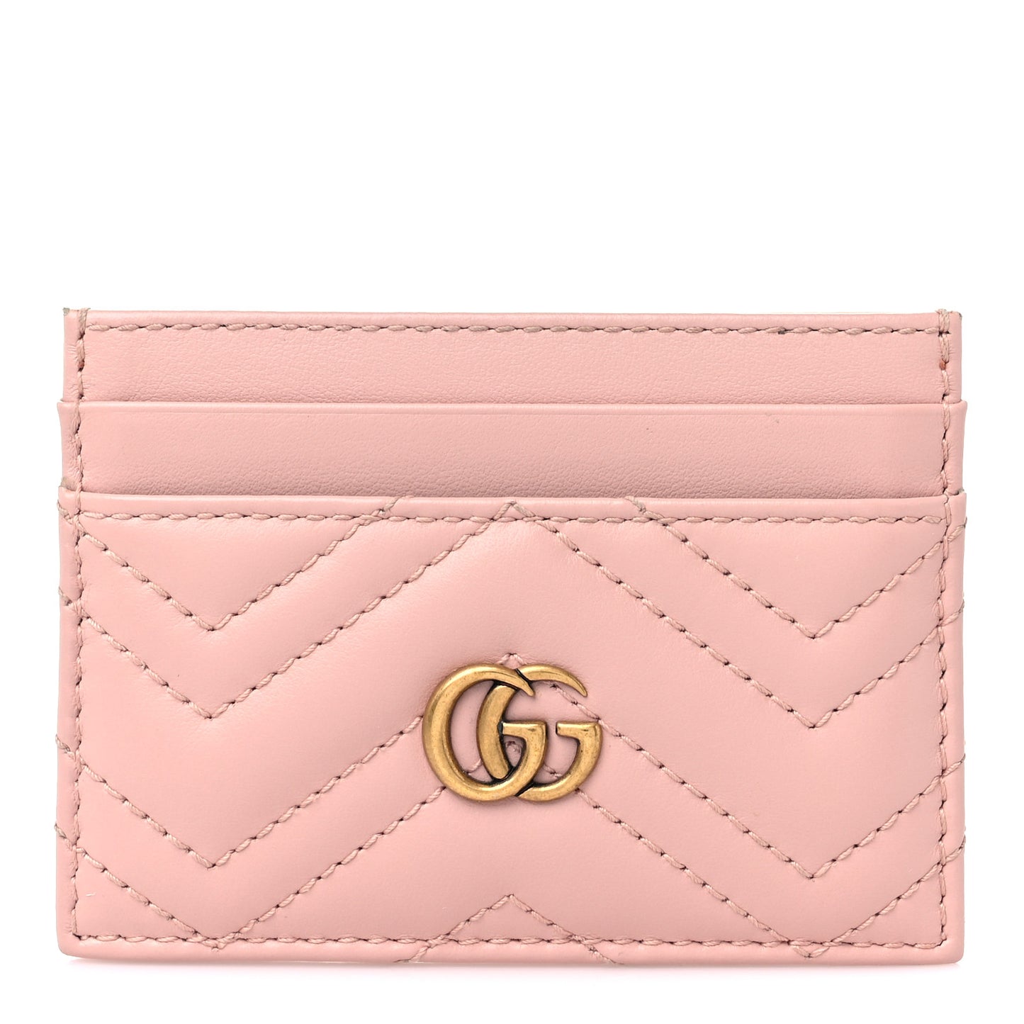 Calfskin Matelasse GG Marmont Card Holder Perfect Pink