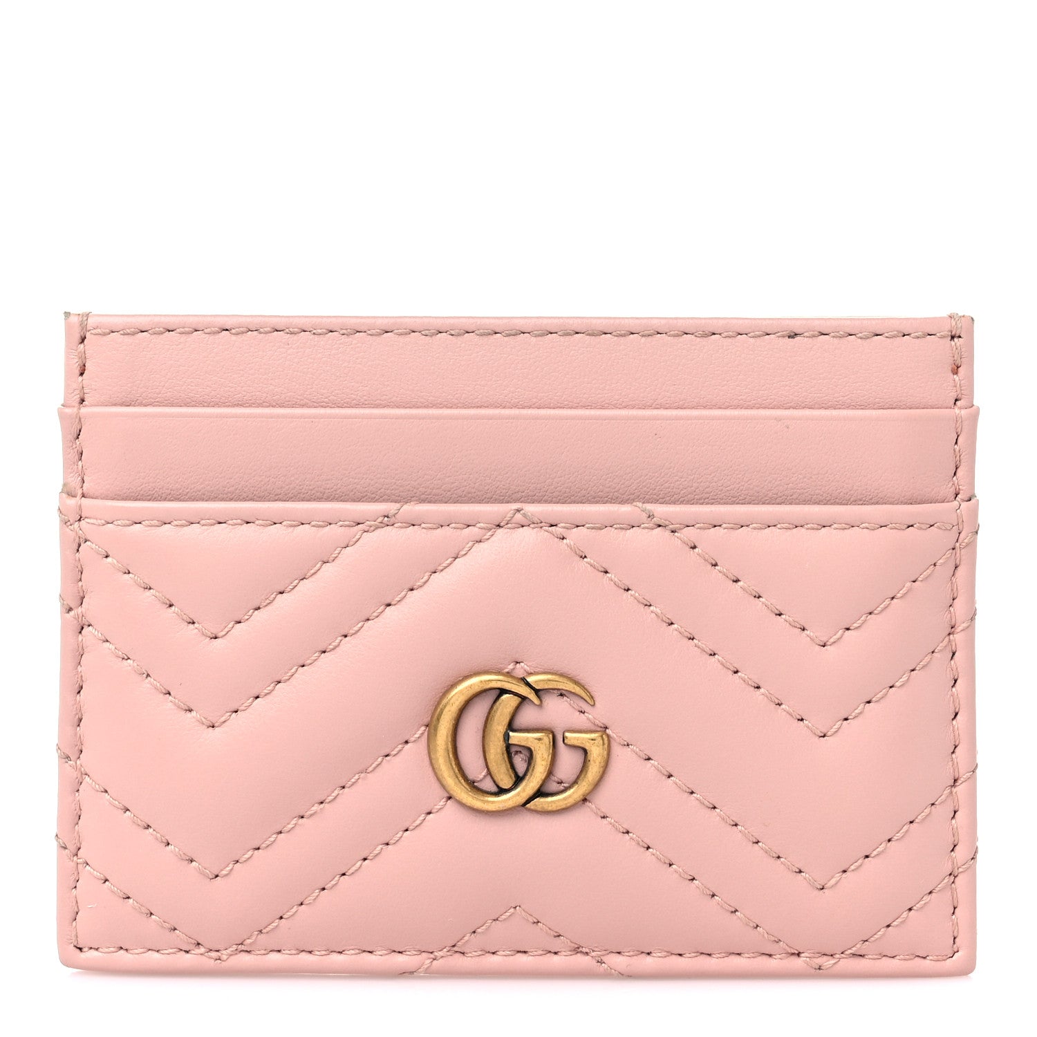 Gucci Calfskin Matelasse GG Marmont Card Holder Perfect Pink 1 of 6