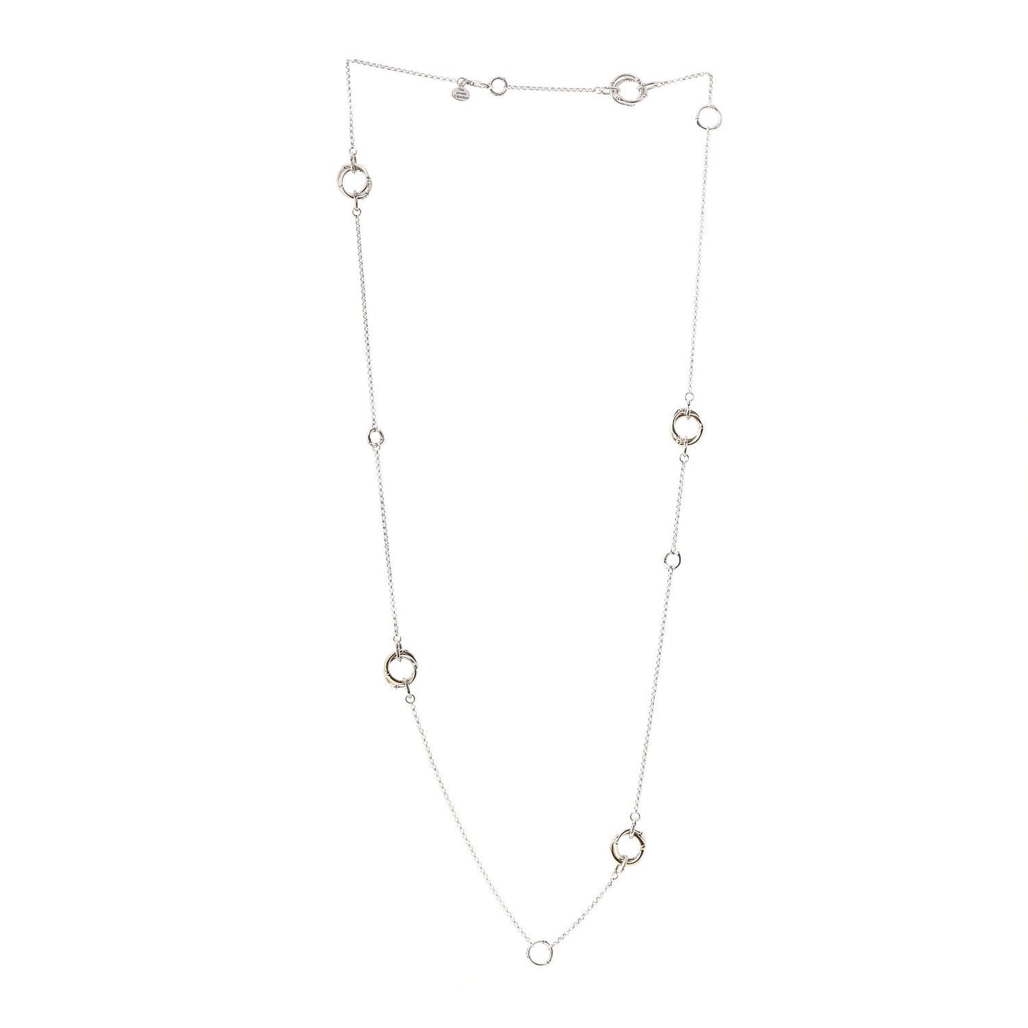 Sterling Silver 18K Yellow Gold Bamboo Sautoir Necklace