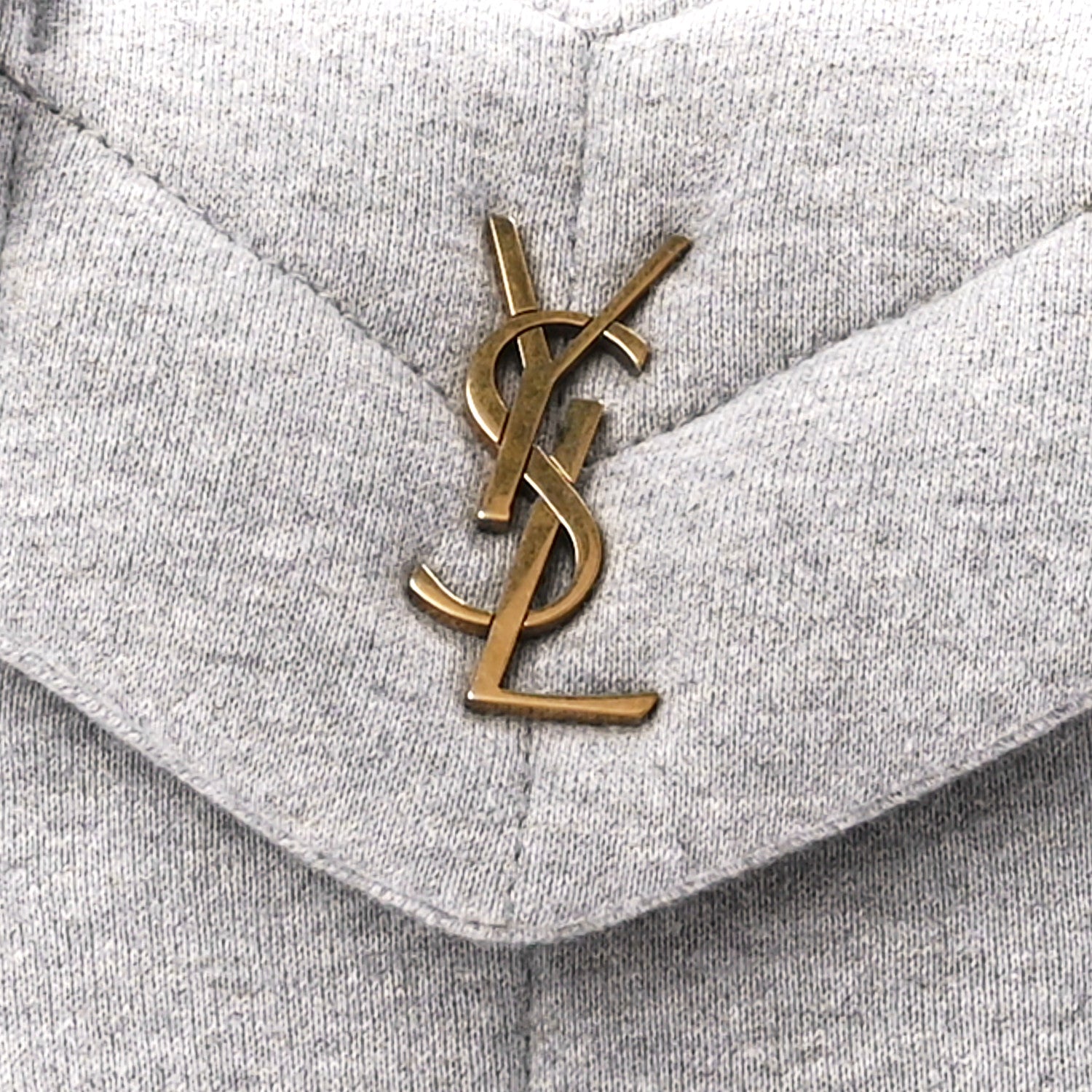 Saint Laurent Jersey Quilted Toy Loulou Puffer Monogram Chain Satchel Grey Cloud 7 of 9