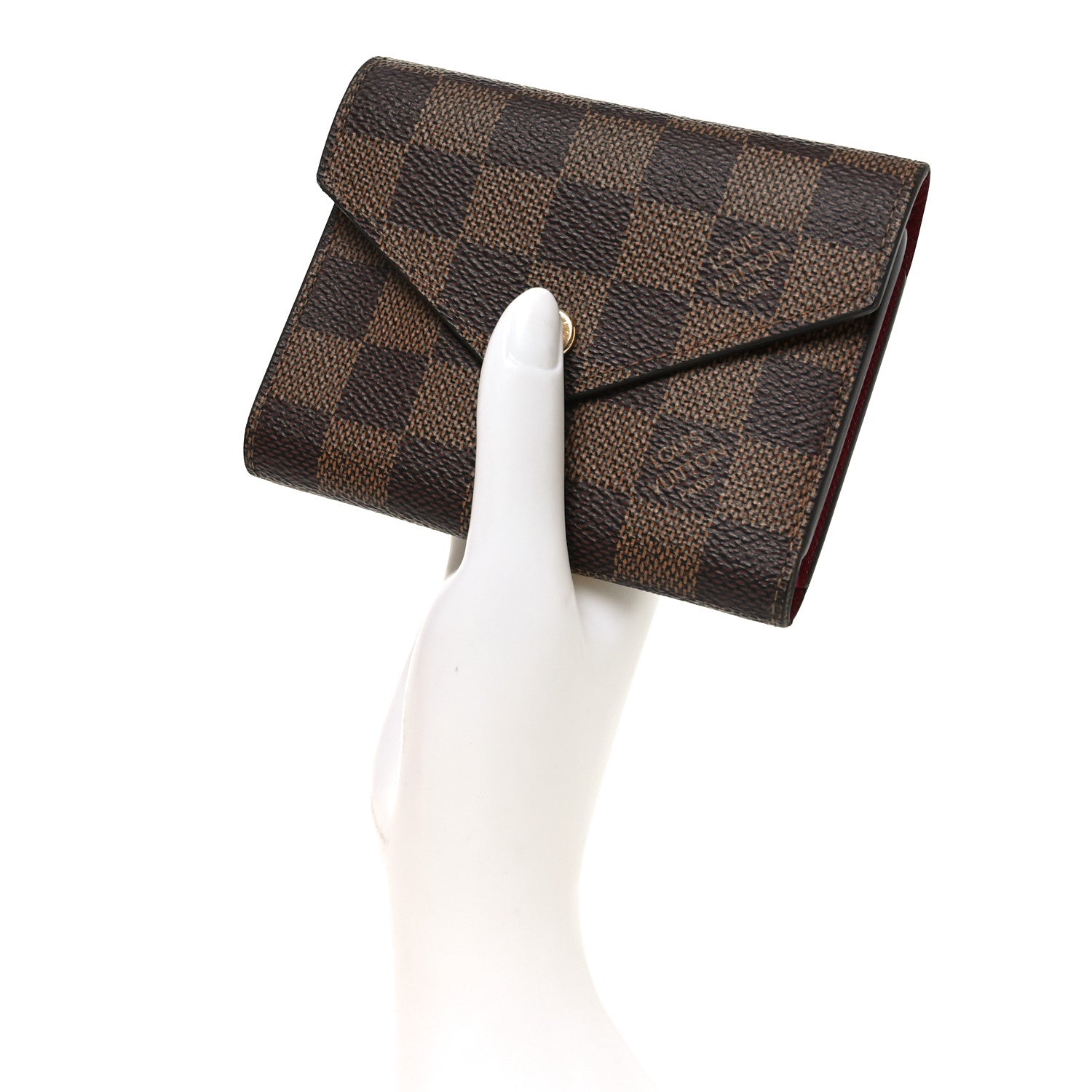 Louis Vuitton Damier Ebene Victorine Wallet Red 2 of 7