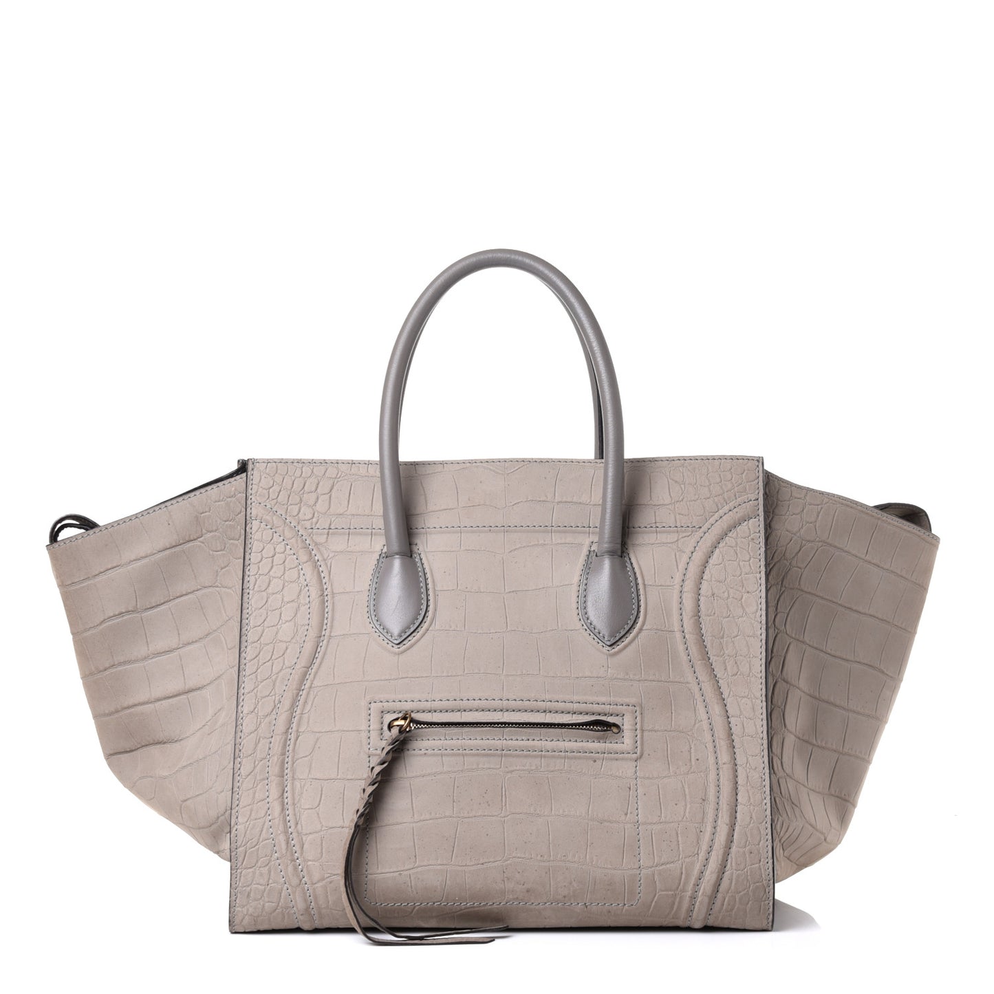 Nubuck Crocodile Embossed Large Phantom Luggage Grey