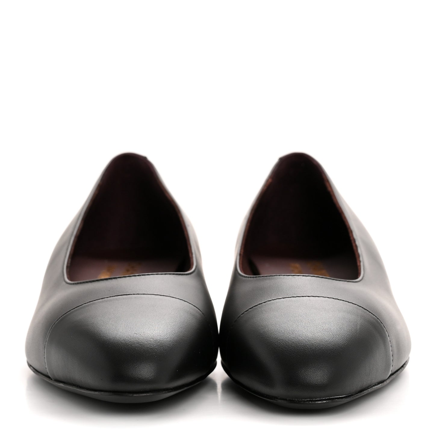 Lambskin Cap Toe CC Uniform Ballerina Flats 37 Black