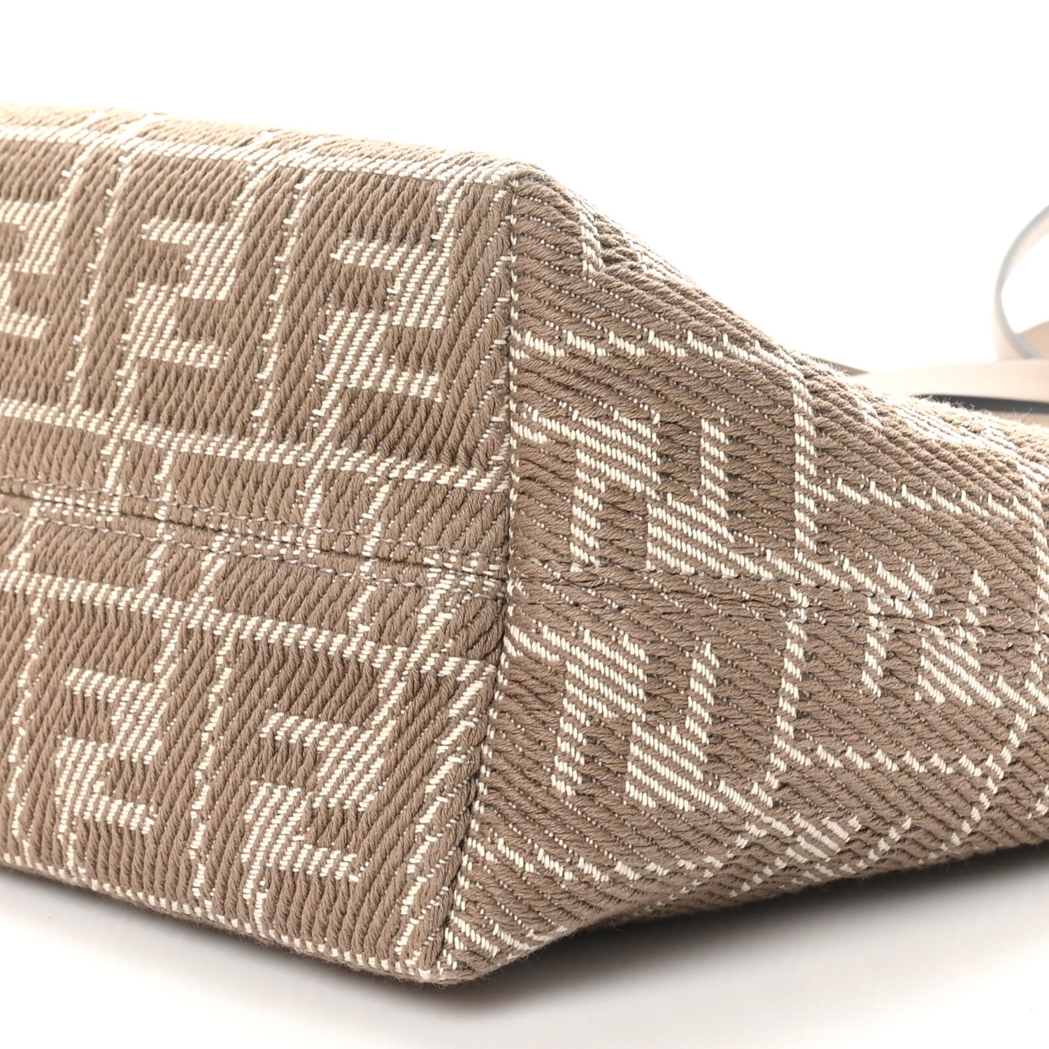 Fendi Denim Jacquard FF Effect Vitello Grace Mini Roll Tote Dove White Dove 11 of 11