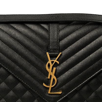Saint Laurent Grain De Poudre Textured Mixed Matelasse Large Triquilt Monogram Satchel Black 9 of 11