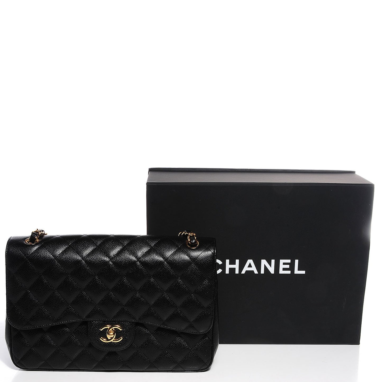 Caviar Quilted Jumbo Double Flap Black