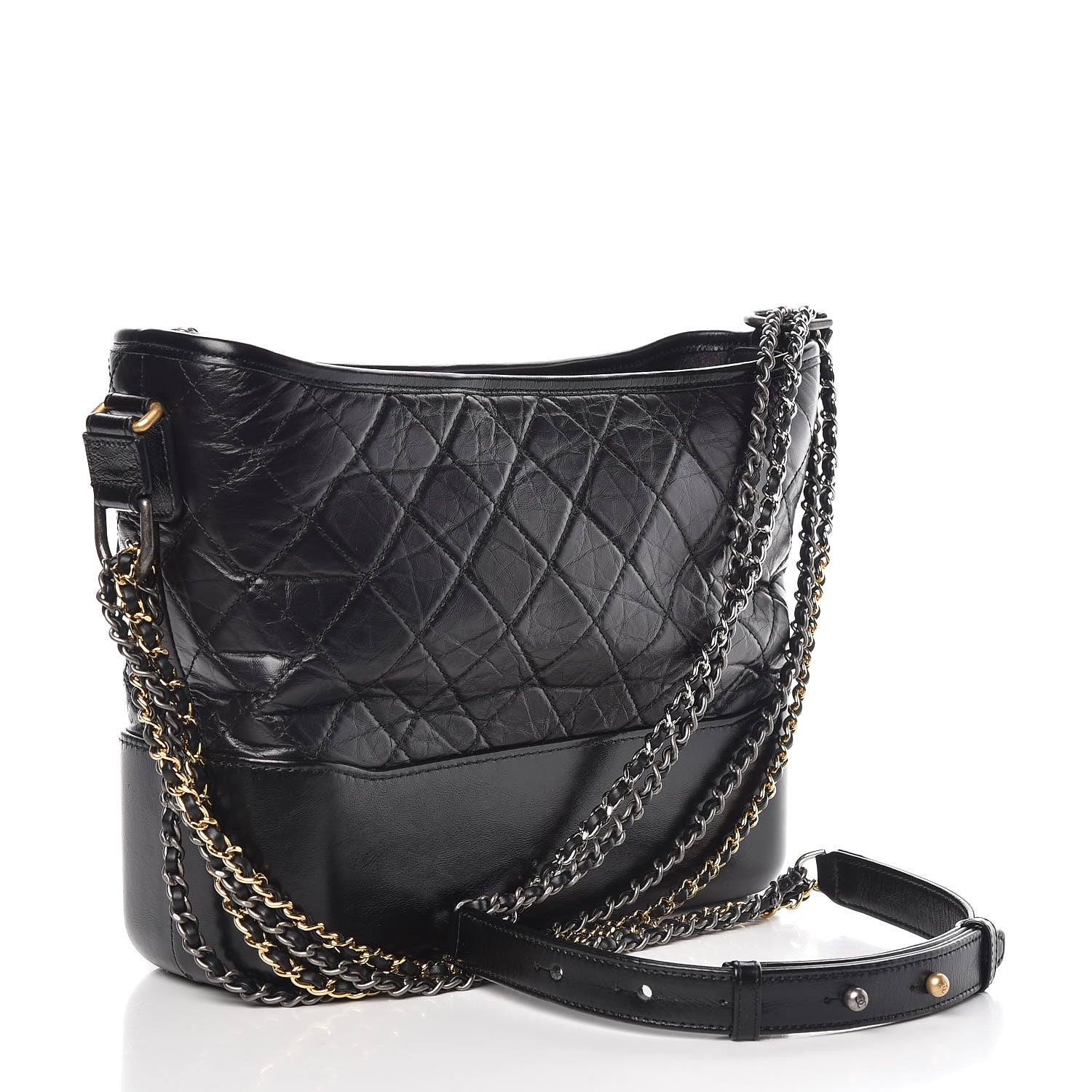 Chanel Aged Calfskin Quilted Medium Gabrielle Hobo Black 3 of 10