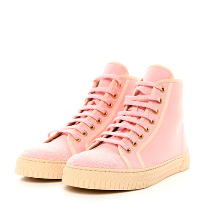 Chanel Tweed Canvas High Top Sneakers 38 Pink 3 of 9