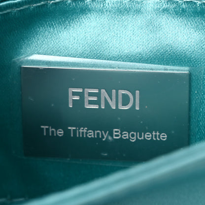 Fendi X TIFFANY Satin Silk Sterling Silver Nano Maxi Buckle Baguette Tiffany Blue 7 of 17