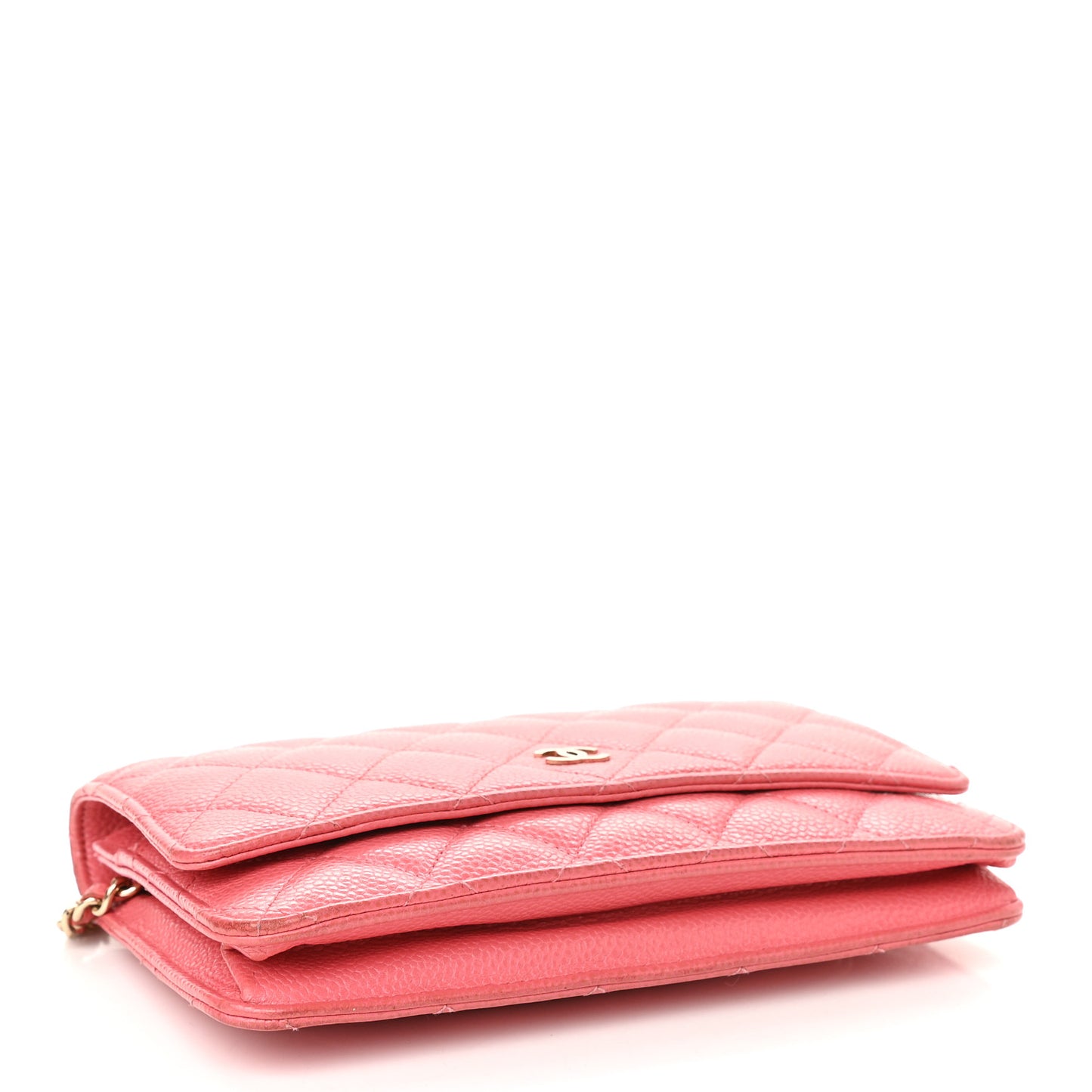 Caviar Quilted Wallet on Chain WOC Pink