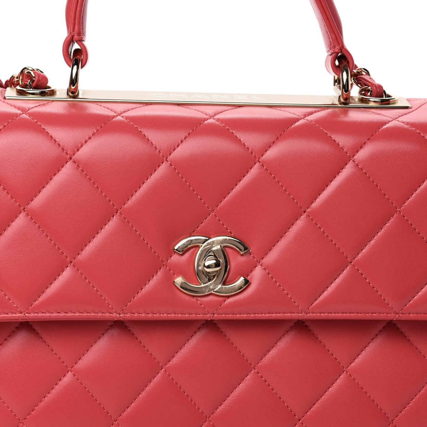 Lambskin Quilted Medium Trendy CC Flap Dual Handle Bag Red